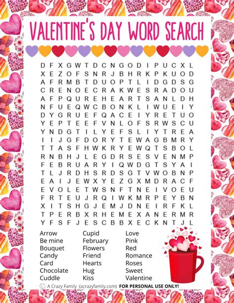 valentine word searches printable word search printable   kids