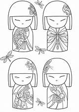 Japoneses Japon Kokeshi Colorare Coloriage Kimmi Coloriages Munecas Bambole Samurai Muñecas Matrioske Tradicionales Bambola Supercoloring Hina Fieltro Matrioska sketch template
