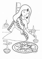 Diwali Drawing Rangoli Rakhi Netart Deepavali Cstu Colouring Raksha sketch template