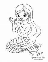 Coloring Mermaids Printcolorfun Singing Scuttle Oceana sketch template