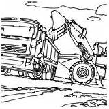 Coloring Digger Loader Backhoe Vtn Dirt Tractor Filling Truck sketch template