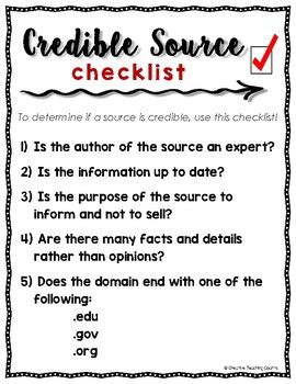 credible sources worksheet