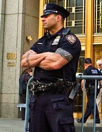 Hot Cop Imposing W Tattoos Muscular Male Cops Police
