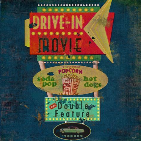 Retro Drive In Movie Sign Painting By Marilu Windvand