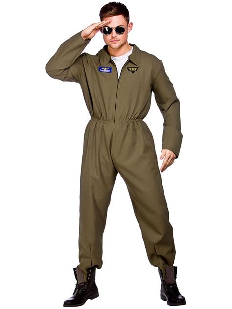 top shot pilot flight suit mens uniform aviator  fancy dress costume  ebay