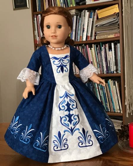 colonial formal dress for 18 inch dolls advanced embroidery designs
