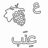 Arabic Ain Coloring Pages Alphabet Grape Color Print Tocolor Utilising Button sketch template