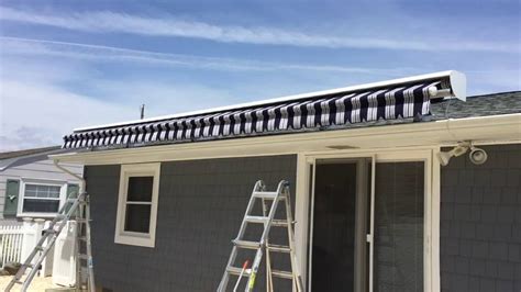 large roof mounted retractable awning installation lavallette nj youtube