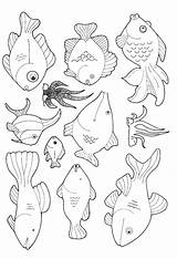 Vissen Dieren Animaatjes Applique Aquatic Animals Trace sketch template