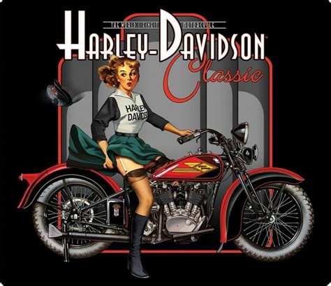 harley davidson motorcycles classic pin up girl sign sportster v twin