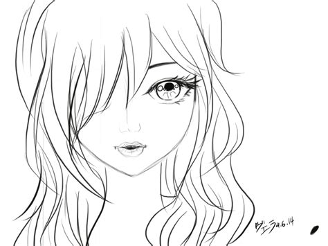 sketch anime girl face