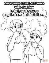 Coloring Nose Mouth Cover Smoke Inhalation Pages Protect Against Clothing Help Fire Drawing Safety sketch template