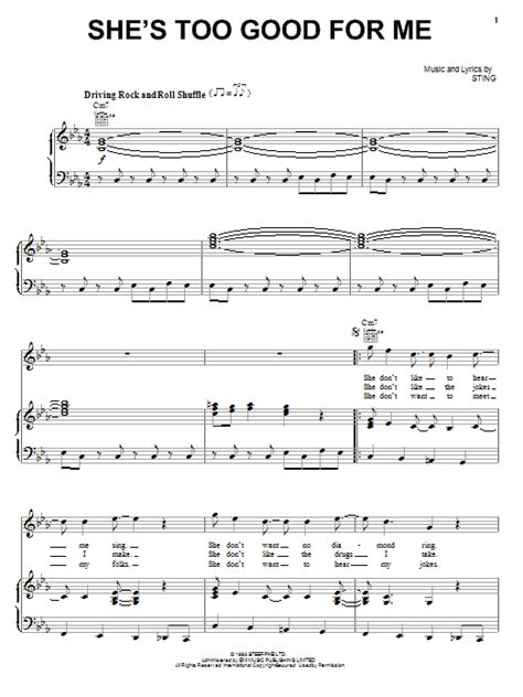 She S Too Good For Me Sheet Music By Sting Piano Vocal And Guitar