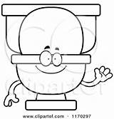Toilet Coloring Waving Mascot Outlined sketch template