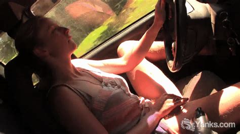 fingering her pussy while driving