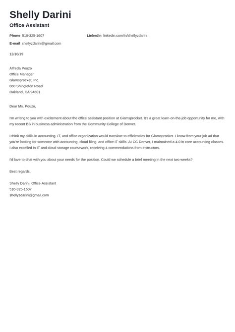 office assistant cover letter examples and templates to fill