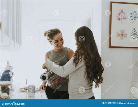 Lesbian Couple In The Kitchen Stock Image Image Of Girlfriends