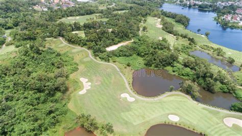 aerial view drone shot  golf  stock image image  sport leisure