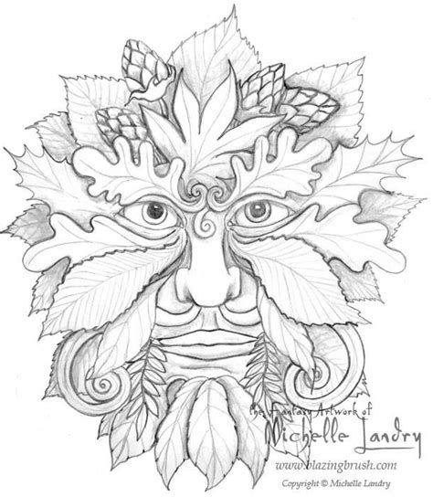 pin  dee cooper  coloring pages green man coloring pages