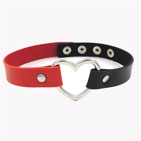 Cheap Queen Of Spades Leather Choker Pendant Red Black Bdsm Submissive