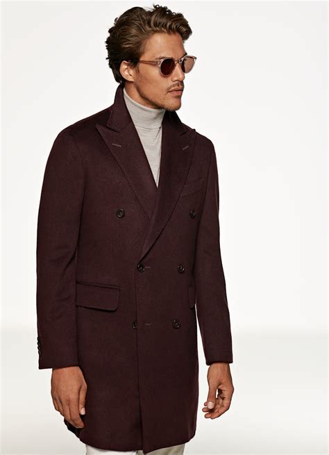 purple overcoat pure cashmere double breasted