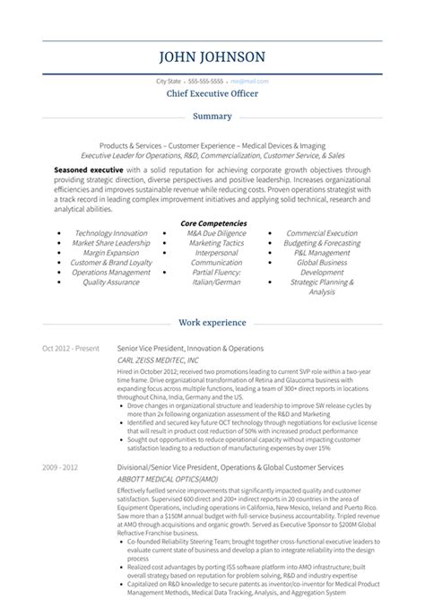 ceo resume examples  samples