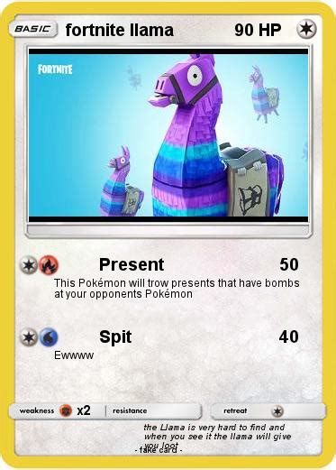 pokemon fortnite llama present  pokemon card