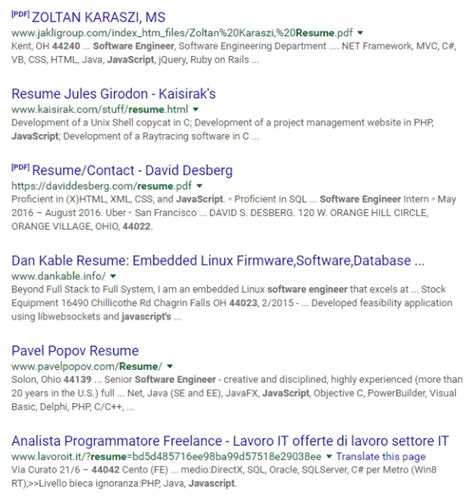 google resume search   zip code