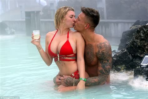 olivia buckland puckers up to fiancé alex bowen in iceland daily mail online