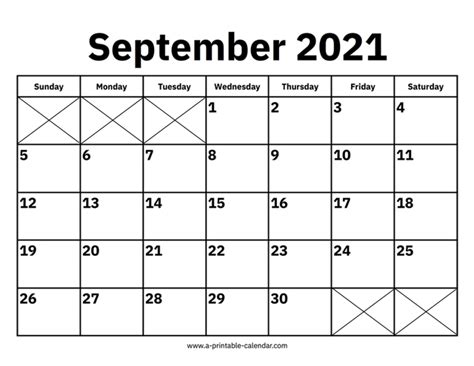 september  calendars printable calendar