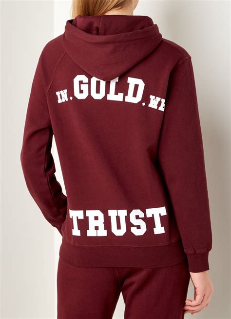 gold  trust hoodie met backprint en buidelzak bordeauxrood de bijenkorf hoodie trust