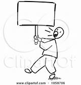 Protesting Stick Coloring Man Stickman Pages Royalty Vector Illustration Frog974 Clip Getcolorings sketch template