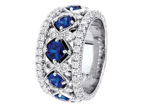Diamond And Sapphire Wide Band Ring Sapphire Jewelry