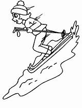Coloring Pages Skiing Kids Ski Winter Popular sketch template