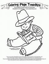 Coloring Pages Cowboy Library Tuesday Hat Clipart Reader Sheet Cowboys Dulemba Lion Popular Week sketch template