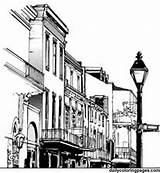 French Quarter Orleans Pages Coloring Louisiana sketch template