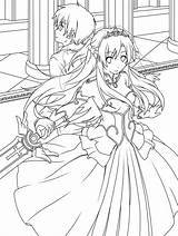 Sword Coloring Pages Kirito Asuna Wedding Lineart Deviantart Anime Comments Color Getdrawings Getcolorings Printable Appealing sketch template