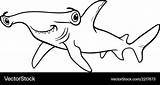Shark Hammerhead Coloring Vector Book Royalty sketch template