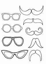 Coloring Mustache Glasses Eyeglasses sketch template