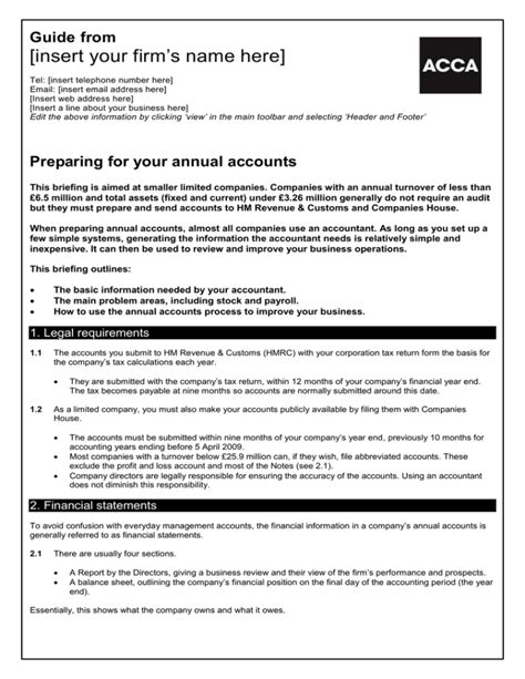 acca guide  preparing   annual accounts