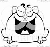 Chubby Pig Evil Clipart Cartoon Outlined Coloring Vector Thoman Cory Regarding Notes sketch template