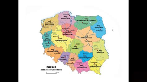 mapa wojewodztw polski  ich stolice