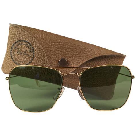 vintage ray ban caravan gold mm rb green lenses  bl sunglasses  stdibs ray