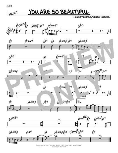 you are so beautiful real book melody and chords print sheet music