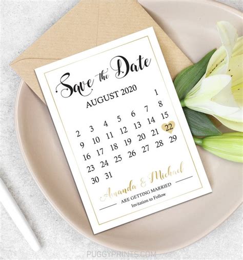 editable calendar save  date template save  date cards etsy