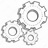 Gears Sketch Gear Drawing Cogs Industrial Illustration Coloring Cog Vector Doodle Settings Stock Drawings Mechanics Mechanical Depositphotos Clocks Revolution Sketches sketch template
