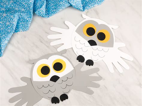handprint snowy owl craft  kids  template