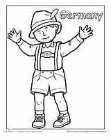 Coloring German Pages Kids Germany Clothing Traditional Worksheets Oktoberfest Color Worksheet Children Printable Education People Sheets Culture Thinking Colouring Cultures sketch template