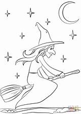 Witch Coloring Pages Broomstick Halloween Riding Drawing Broom Printable Kids Color Letter Flying Print Whale Preschool Moon Sheets Categories Cross sketch template