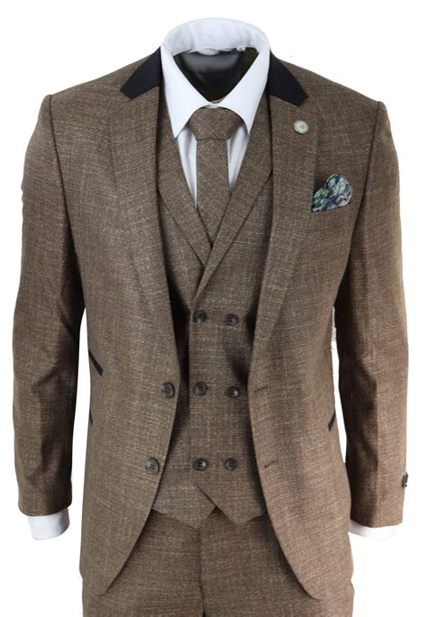mens  piece brown tailored fit suit buy  happy gentleman